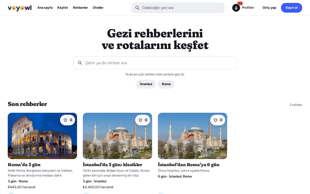 Gezi rehberleri: Roma ve İstanbul rehberleri kapak fotoğrafları, gün sayıları ve harcamalarıyla