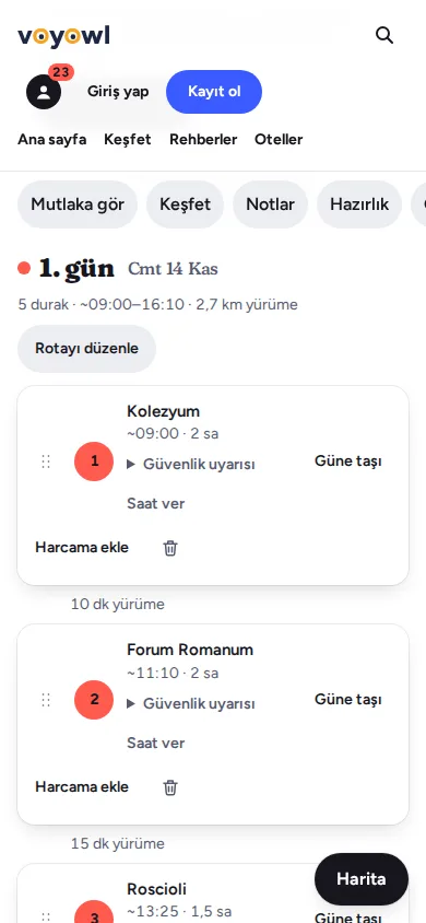 Telefonda Roma planı: 1. günün durakları